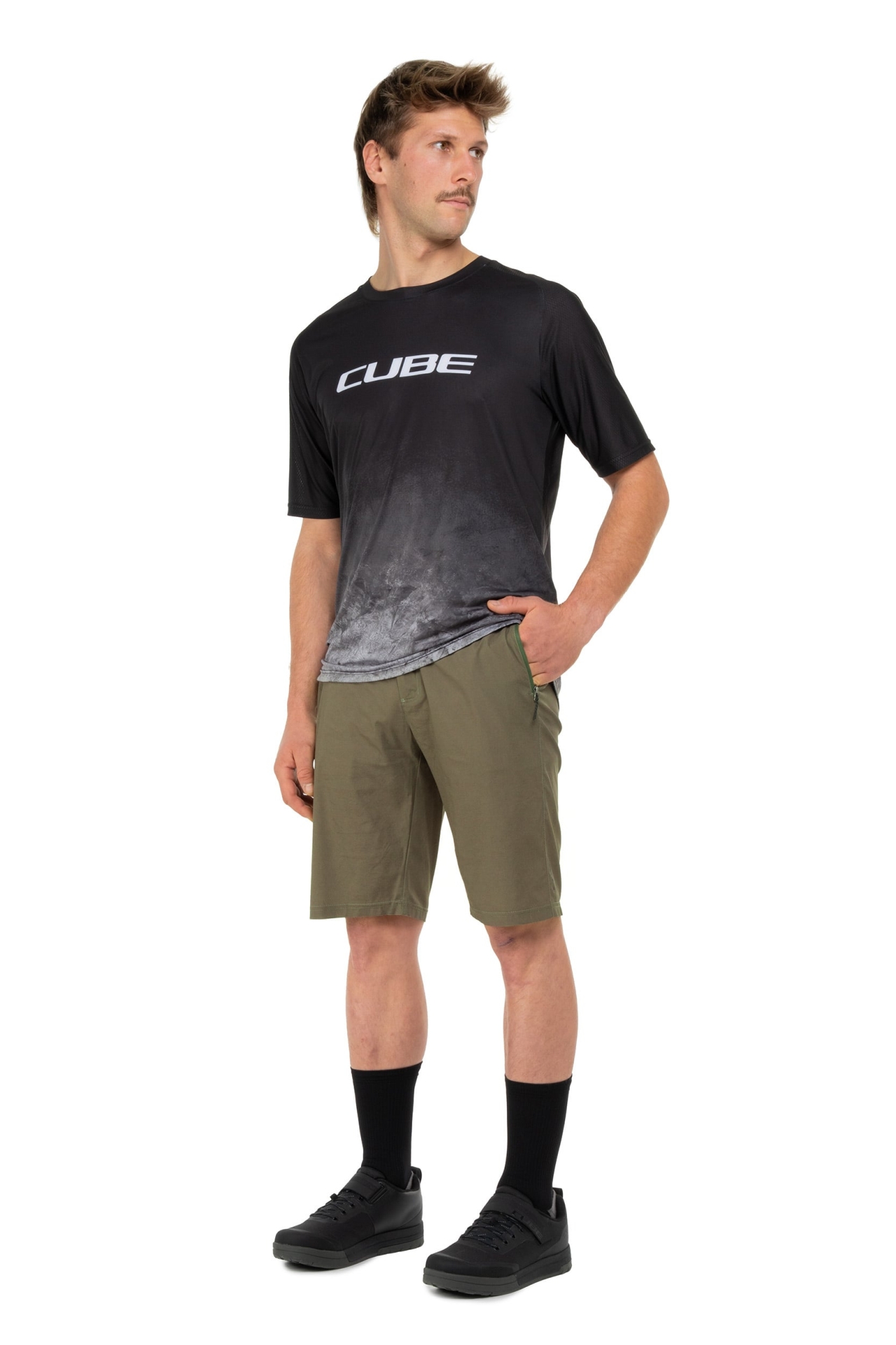 Spodenki rowerowe CUBE Trail CMPT TM reed green